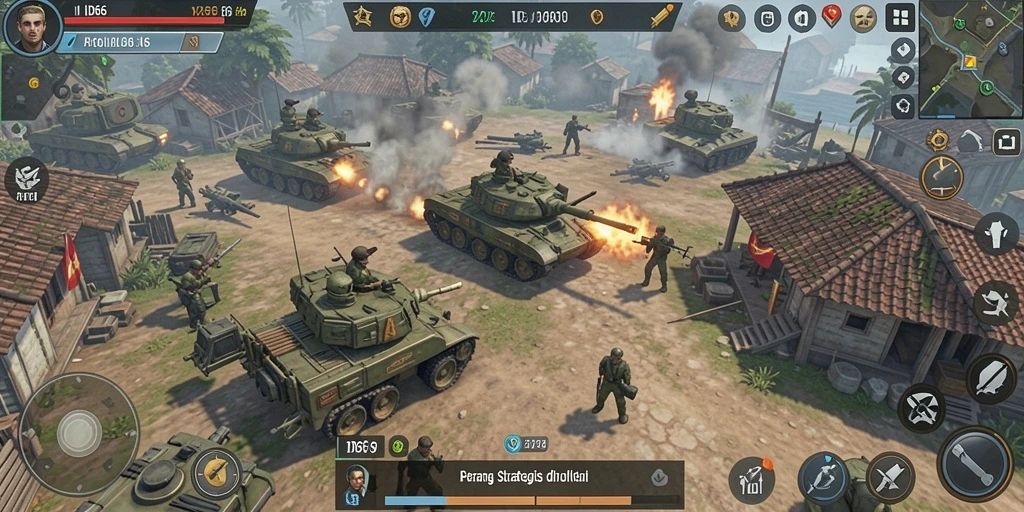 Tampilan screenshot utama menampilkan aksi seru dalam gameplay TPS.