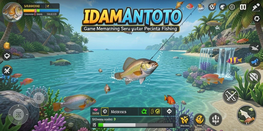 Screenshot gameplay <strong>IDAMANTOTO</strong> yang menunjukkan aksi memancing seru.