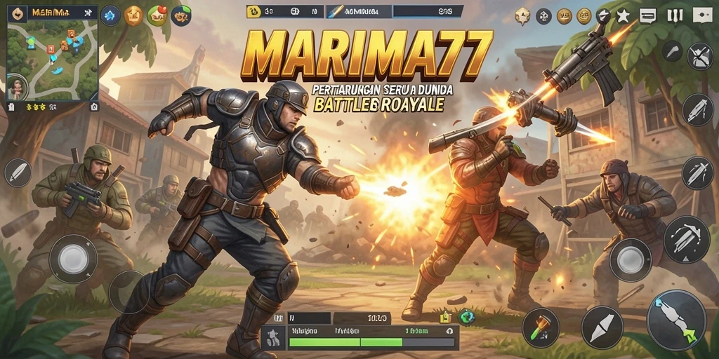Gameplay seru di MARIMA77 menampilkan pertarungan intens antar pemain.