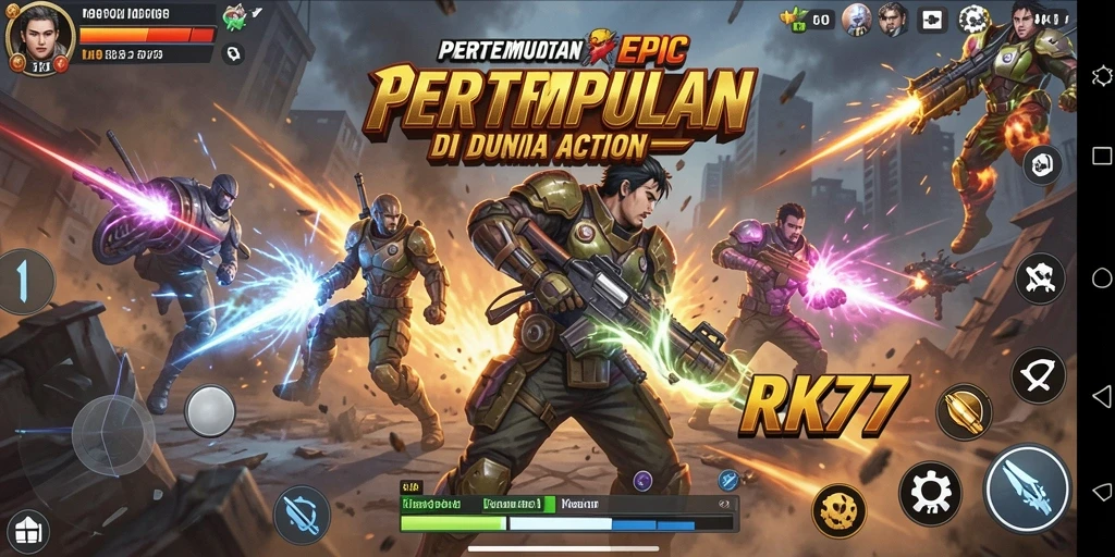 Tampilan aksi seru dari gameplay RK77 yang menegangkan.